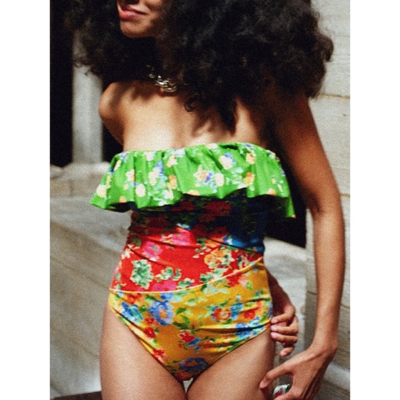 💐 Caroline Constas, Radiant Floral Colorblock Marisol One Piece Swimsuit - Picture 11 of 16